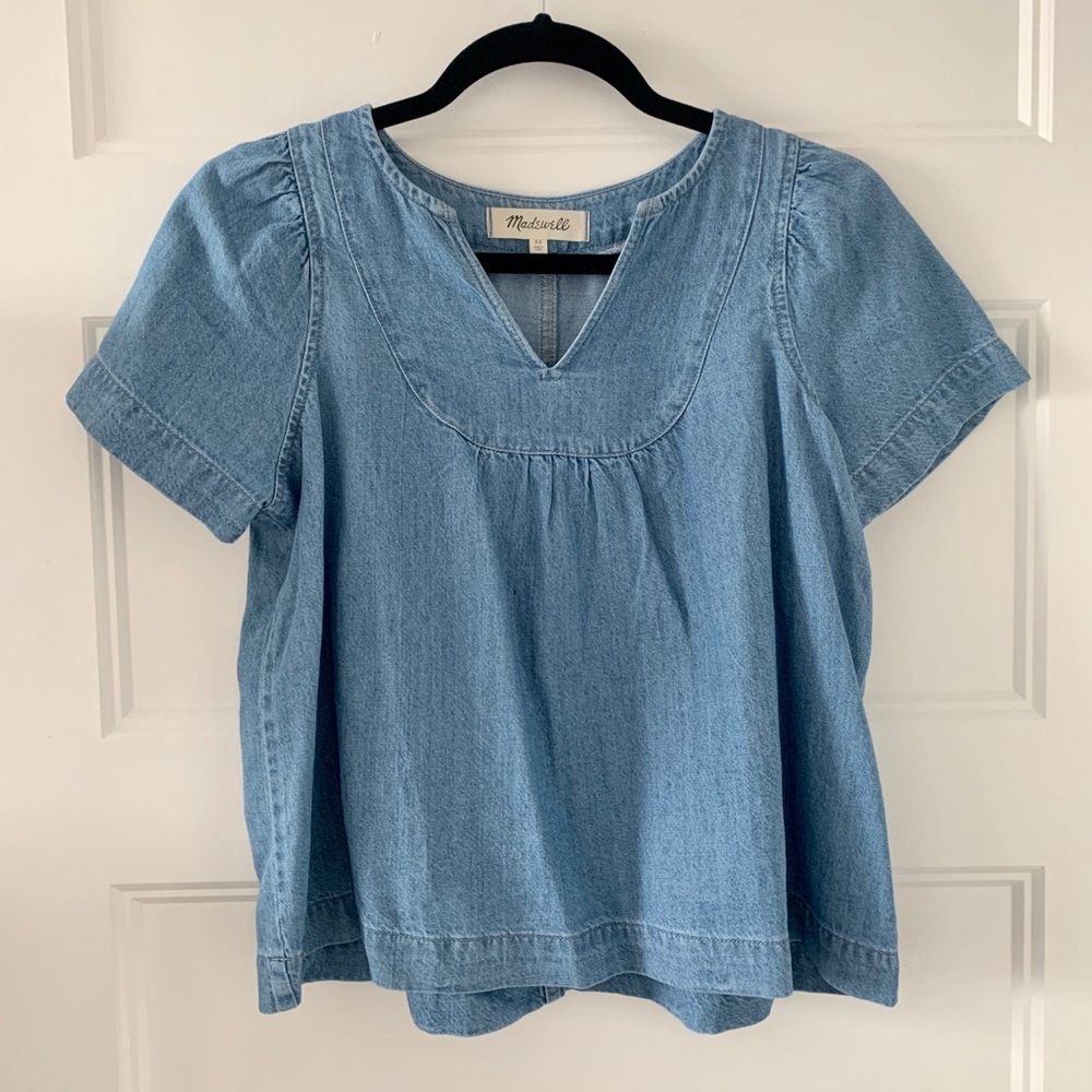 Madewell denim popover top